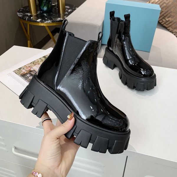 

fashion women platform chunky boot lady boot women boots mid-calf designer martin boot boots, Black