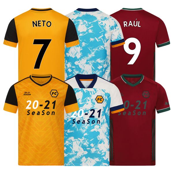 

wanderers 2020 21 wolves soccer jersey neto raul neves fans home/away second away jersey sweatshirt choose flocking ing, Black;yellow