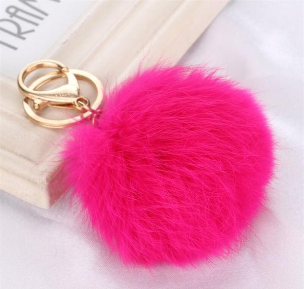 

multi color pink rabbit fur ball keychain bag plush car key holder pendant key chain rings for women 2020 n bbyunk nana_shop, Silver