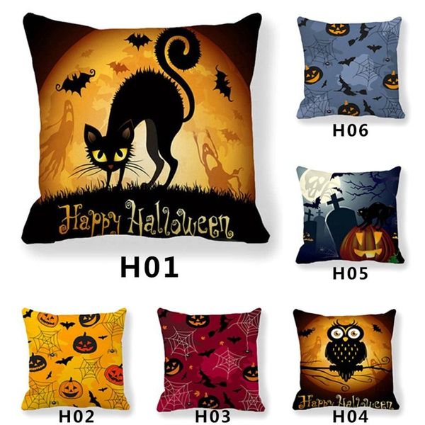 

colourful halloween pillowcase trick or treat/pumpkin/black cat pattern pillowcase throw pillow cover halloween supplies pillow case