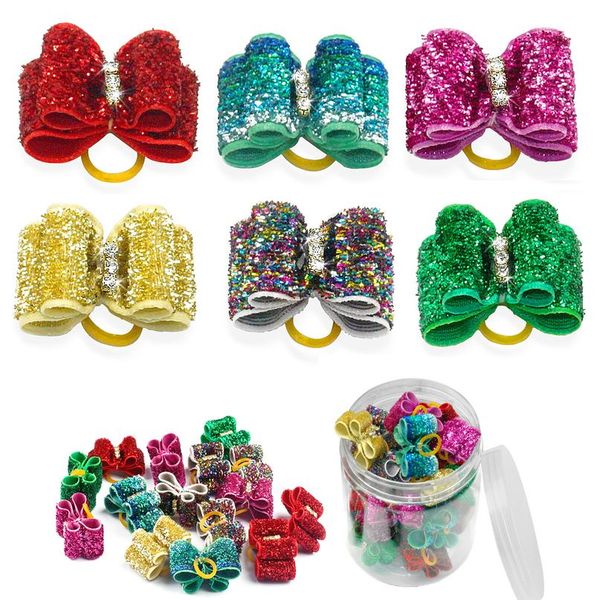 

cute dog hair bows handmade pet puppy grooming accessories bowknot rubber bands for small dogs yorkshire petshop pet bbyovi