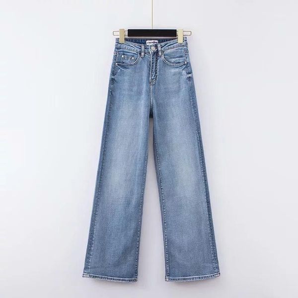 

yanueun women's wide-leg jeans pants casual loose high waist vintage pockets jeans high street long demin for female1, Blue