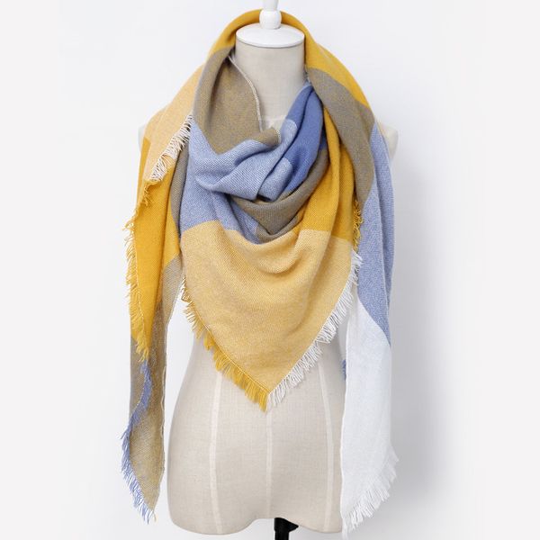 

women's new triangle cashmere scarf air conditioning shawl, Blue;gray