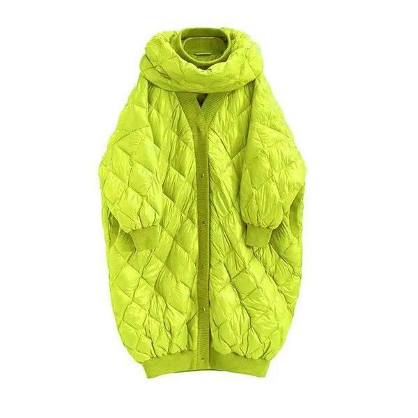 

women's down & parkas [ewq] 2021 winter fashion thick parka jacket long sleeve patchwork argyle casual loose coats green overcoats fema, Black