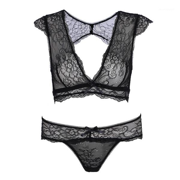 

bras sets women embroidery floral lace sheer thongs panty lingerie underwear bra set1, Red;black