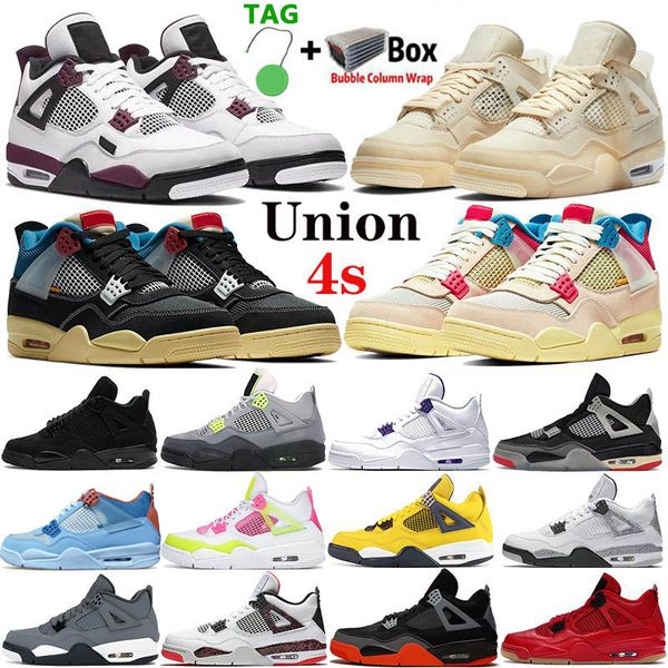 

2021 new white x sail bred men jumpman 4 4s basketball shoes union nior paris sneakers black cat pine green mens trainers sports