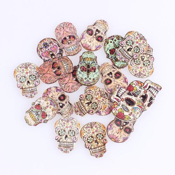 

череп 2 двухотия деревянные кнопки для скрапбукинга