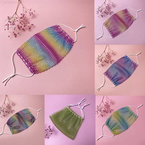 

rhinestone mascarilla girl diamond crytal decoration jewelry face mask fashion glitter mesh net party show mouth facemask