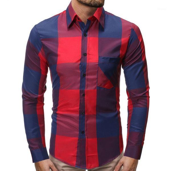 

men's style plaid casual shirt men's long sleeve slim shirt1, White;black