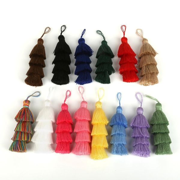 

1pc 4 layers polyester cotton tassel trim 8cm silk tassels for home wedding decoration diy sewing curtains accessories h wmtibl