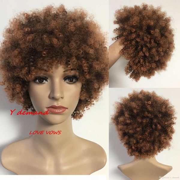 

2018 fashion short kinky curly celebrity wig african american wigs fiber afro wigs synthetic full wigs y demand, Black