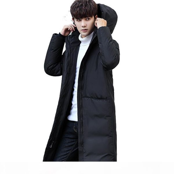 

add new clothing jackets thick keep wear outside long warm men down jacket hooded down winter coat male, Black