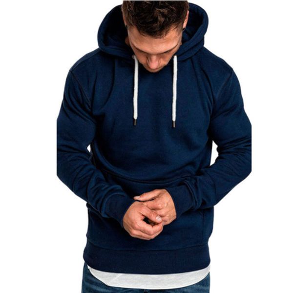 

new men's solid color outdoor fitness sports sweater casual fashion pullover sweater factory direct supply, Black