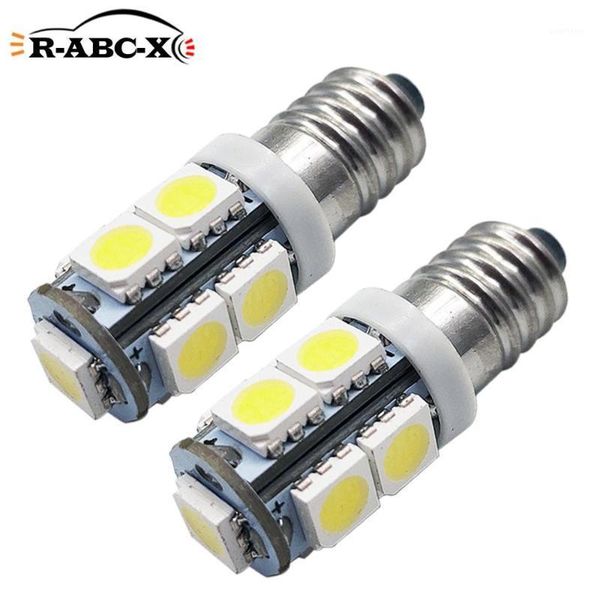 

2pcs e10 1447 screw 9 led smd 12v dc pure white 6000k/warm white 4300k for torches bulb indicator light1