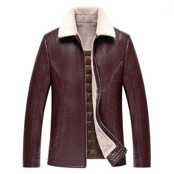 

1723 new fashion 2019 man winter fur coat thickening men winter clothes leather coat jacket men's jackets1, Black;brown