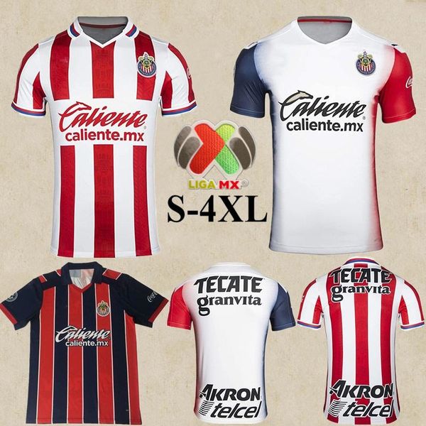 

s-4xl 2020 2021 mexico club chivas de guadalajara soccer jerseys a. pulido lopez home away white short sleeve football shirt mexican uniform, Black;yellow