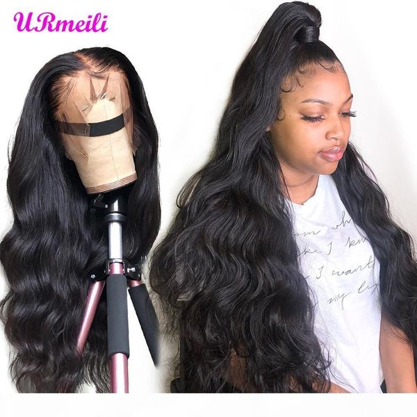

lace front human hair wig body wave 150 density remy hair lace front wig preplucked natural hairline bleached knots 13x4 deep part wig, Black;brown