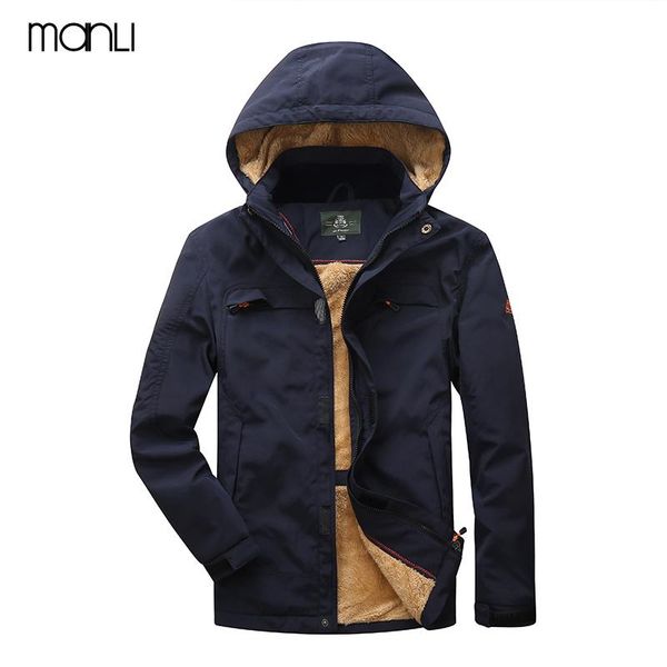 

outdoor jackets&hoodies manli men's winter inner fleece waterproof jackets camping hiking warm male hooded coats men army jacket size4x, Blue;black