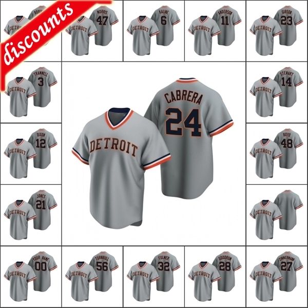 

детройт \ rthigers men # 24 miguel cabrera 32 майкл фулмер 28 niko goodrum 48 boyd custom cust custom grey coopertown коллекция дорога джерс, Blue;black