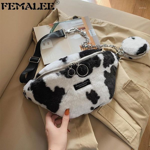 

shoulder bags ins luxury plush cow white hobos handbag fashion zebra pattern winter shopping purse leisure faux fur bag for women1