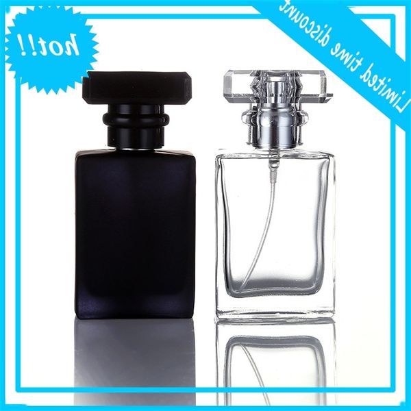 

30ml clear black portable glass perfume spray bottles empty cosmetic containers with atomizer for traveler dhl