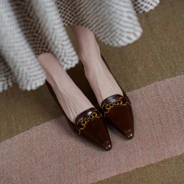 

22-25cm 2021 new natural pointed to toe decorations of metal bombs spring and autumn women's shoes heels 1 rcsc, Black