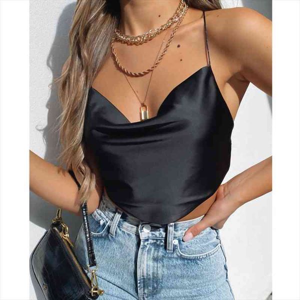 

women backless lace-up ladies fashion sleeveless camisoles summer solid color halter crop for party club, White