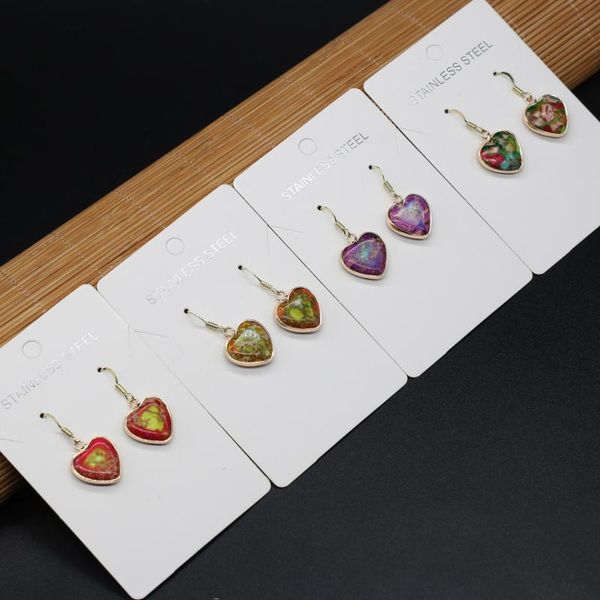 

natural agates stone pendant earrings a pair peach heart shape earrings for women jewelry earring exquisite gift 16x18mm, Silver