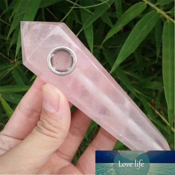 

1 natural pink rose quartz crystal smoking pipes cigarette pipe