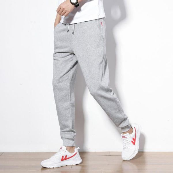 

men sweatpants clothing autumn thin terry cotton trousers pants loose casual joggers, Black