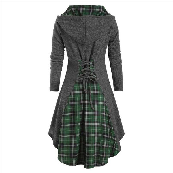 

5xl women blouse long sleeve plaid blouses button lace tunic dress blouses woman 2020 hooded casual ladies, White