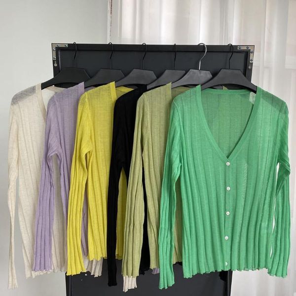 

women sweater thin silk knitted cardigan kg-943, White