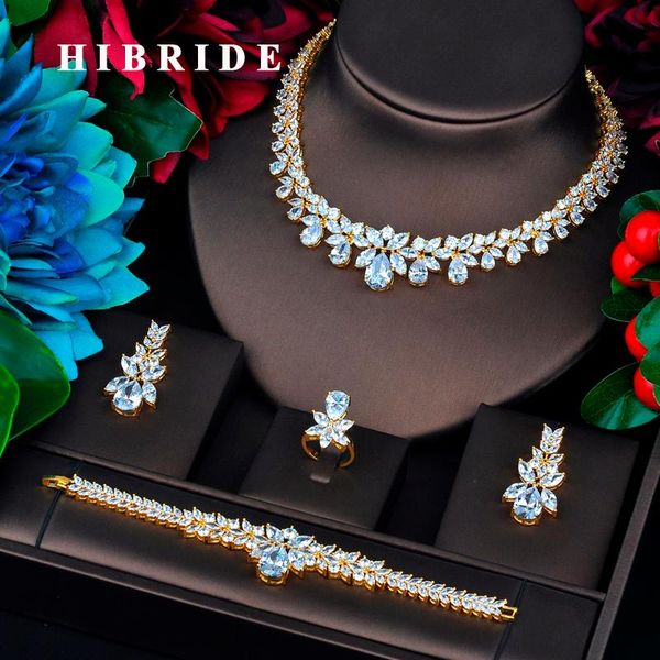 

hibride new luxury design gold color bridal dubai jewelry sets for women wedding accessories party gifts n-736, Silver