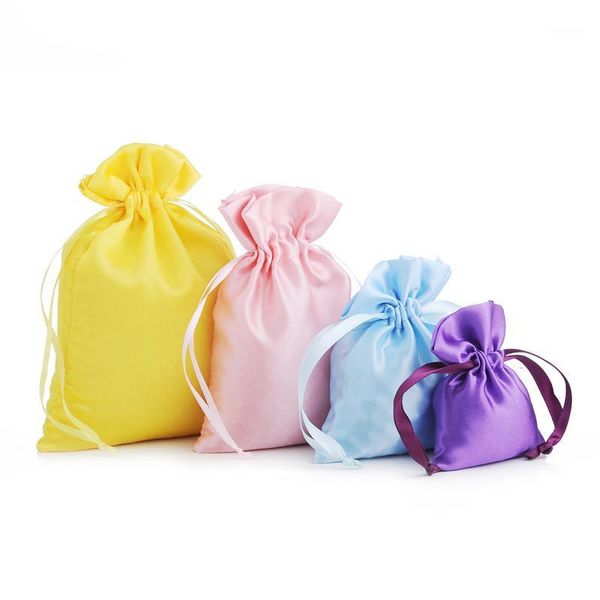 

gift wrap 50pcs satin drawstring pouches jewelry color butyl cloth high-quality printed silk bag travel pouch bags 9x12cm1