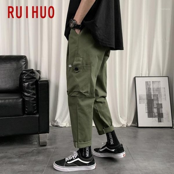 

2020 new solid cargo pants men trousers casual joggers sweatpants ankle-length hip hop streetwear male plus size m-3xl1, Black