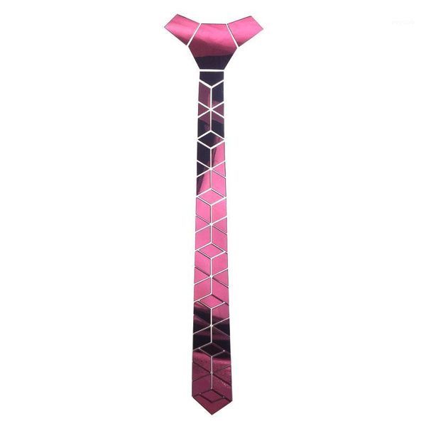 Cravatte Specchio acrilico Uomo Cravatta lucida Gioielli di moda Rosa Skinny Diamond Plaid Geometric Slim Bling Bling1