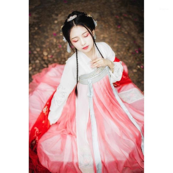 

hanfu women chinese national dance costume traditional stage festival outfit oriental performance clothes fairy dress df10341, Black;red