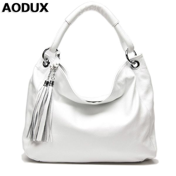 

aodux black white dark blue female genuine leather women shoulder bags crossbody messenger tote bag handbags designer satchel c0121