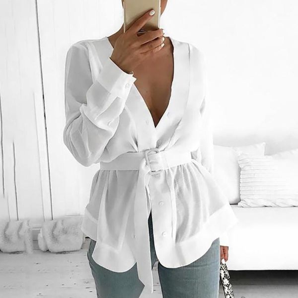 

calofe white irregular women's blouse fashion patchwork v neck harajuku blusas bow elegant office lady long sleeve cardigan