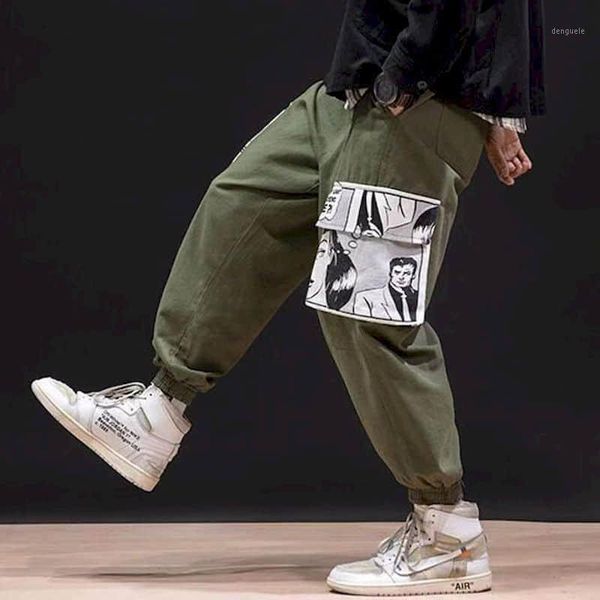 

men women autumn casual pants loose students harajuku korean version elastic waist large size harlan beam overall pants tide1, Black