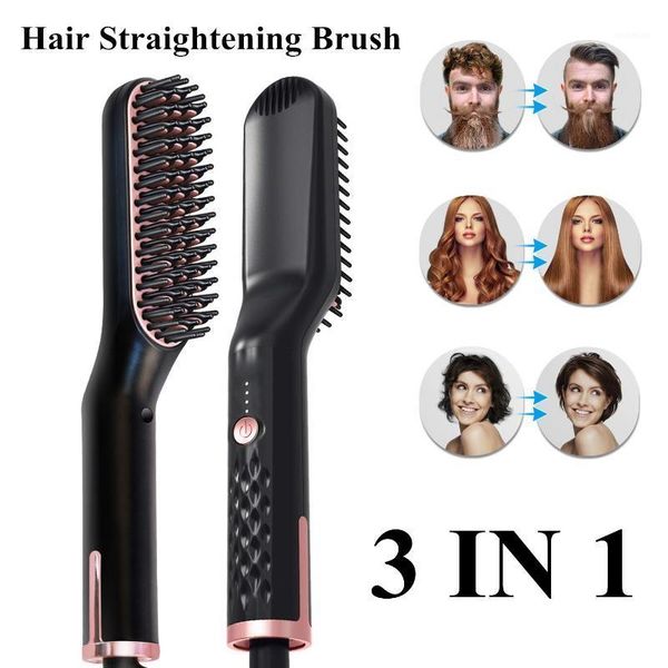 

electric hair brushes brush ptc heating straightener comb men beard smooth shape anti static fluffy straight comb1