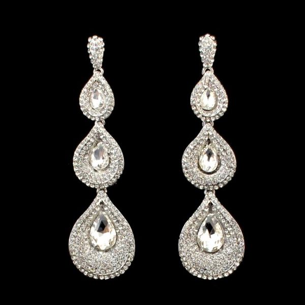 

dangle & chandelier cute blue long rhinestone crystal teardrop classic drop big earrings for women wedding bridal luxury pendientes jewelry, Silver