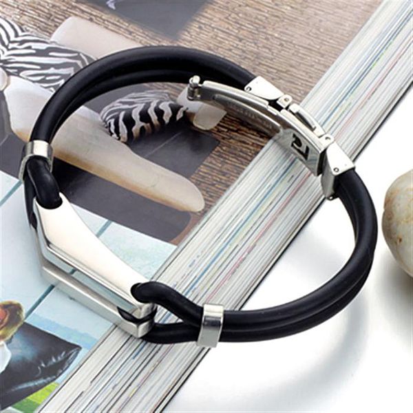 

steel wristband men sport silicone bracelet stainless, White