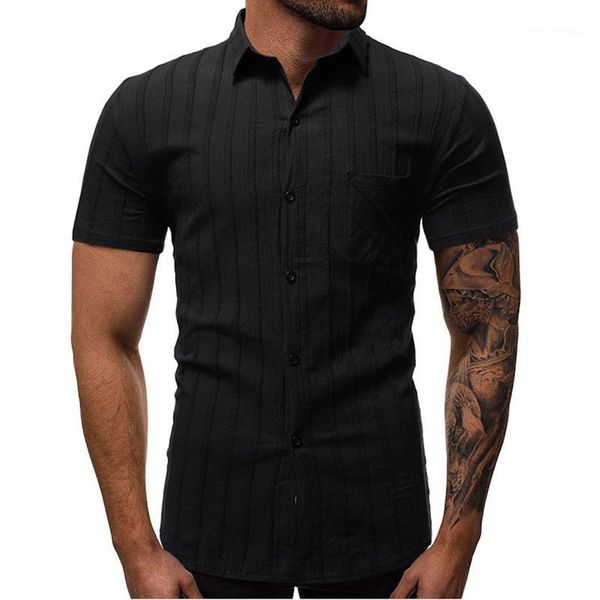 

men's casual shirts mens striped short sleeve dress cotton linen breathable soft classic shirt chinese retro vintage1, White;black
