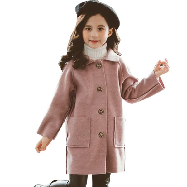 

girls long jacket solid color girls coats autumn winter outerwear for children casual style children's clothes for girls lj201125, Blue;gray
