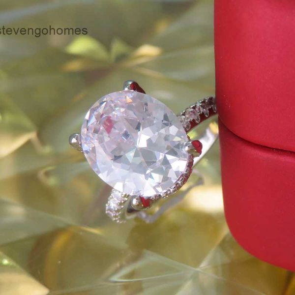 

luxury super large four claw wedding lady full diamond lovers ring jewelry, Silver