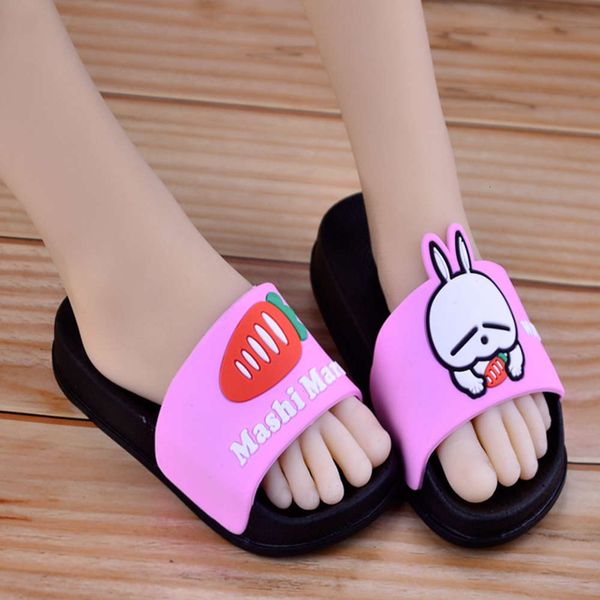 

children's slippers summer girl cute little princs anti slip soft sole korean boys and girls rabbit sandals4hpp, Black;red