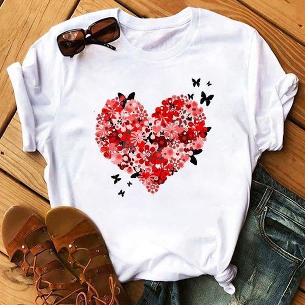 

women t shirtsummer casual tshirts tees harajuku korean style heart new kawaii female o-neck t-shirt, White