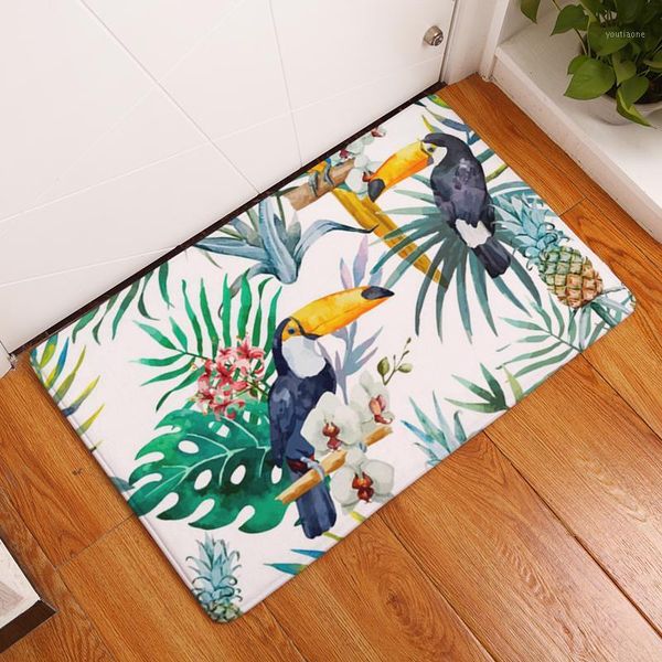 

water absorption door mats colorful tropical flamingo peacock floral bird world pattern muti-purpose bedroom rugs decor1