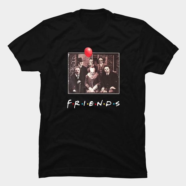 

lettbao new fashion men t-shirt halloween horror characters friends t shirt men 100% cotton tee shirt homme oversized t shirt, White;black
